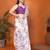 White linen printed saree with blouse
