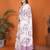 White linen printed saree with blouse