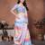 Multicolor linen woven design saree with blouse