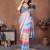 Multicolor linen woven design saree with blouse