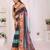 Multicolor linen printed saree with blouse