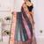 Multicolor linen printed saree with blouse
