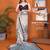 Off white linen printed saree with blouse