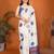 Off white linen printed saree with blouse