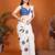 Off white linen printed saree with blouse