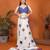 Off white linen printed saree with blouse