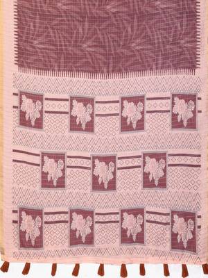 Burgundy linen  saree with blouse 4