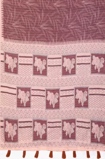 Burgundy linen  saree with blouse