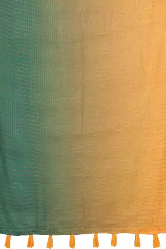Yellow linen solid saree with blouse