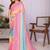 Multicolor linen solid saree with blouse