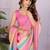 Multicolor linen solid saree with blouse