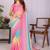 Multicolor linen solid saree with blouse