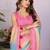 Multicolor linen solid saree with blouse