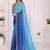 Blue linen solid saree with blouse