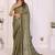 Olive linen checked saree with blouse