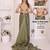 Olive linen checked saree with blouse