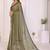 Olive linen checked saree with blouse