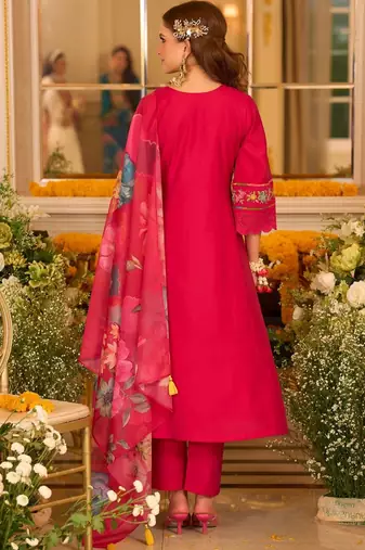 Women Ethnic Motifs Embroidered Regular Mirror Work Kurta with Trousers & With Dupatta