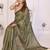 Olive linen checked saree with blouse
