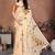 Cream organza printed saree with blouse