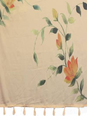Cream organza printed saree with blouse 4