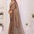 Brown linen printed saree with blouse