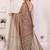 Brown linen printed saree with blouse