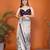 Off white pure linen printed saree with blouse