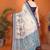 Off white pure linen printed saree with blouse