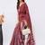 Maroon pure linen printed saree with blouse