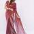 Maroon pure linen printed saree with blouse