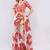 Orange pure linen printed saree with blouse