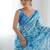 Blue pure georgette printed saree with blouse