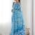 Blue pure georgette printed saree with blouse