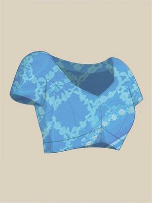 Blue pure georgette printed saree with blouse 4