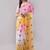 Multicolor pure linen printed saree with blouse