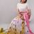 Multicolor pure linen printed saree with blouse