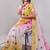 Multicolor pure linen printed saree with blouse