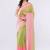 Multicolor pure linen colourblocked saree with blouse