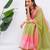 Multicolor pure linen colourblocked saree with blouse
