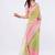 Multicolor pure linen colourblocked saree with blouse
