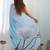 Turquoise pure georgette printed saree with blouse