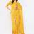 Yellow pure linen printed saree with blouse