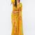 Yellow pure linen printed saree with blouse