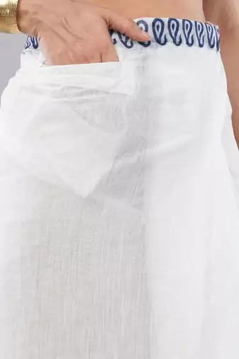 White linen printed saree with blouse