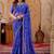 Blue chiffon printed saree with blouse