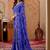 Blue chiffon printed saree with blouse