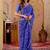 Blue chiffon printed saree with blouse