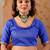 Blue chiffon printed saree with blouse