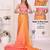 Orange linen printed saree with blouse